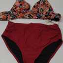 AI'MAGE Women High Waisted Bikini Sets Tummy Control Swimsuits Two Piece Swim Suits 2025 V-Neck Halter Ruched Bathing Suits M