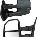 Tow Mirrors Compatible with 2004-2014 Ford F150 F-150 Pickup Truck, Extended Trailer Towing Side Mirrors with LED Puddle Light, Smoked LED Turn Signal, Power Heated Adjustable, Black Housing
