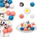 4 x David accessories Silicone Beads 15mm Silicone Beads Bulk Round Hexagon 14mm Silicone Beads for Keychain Pens Lanyards Bracelet Necklace Jewelry Making DIY Craft 25Pcs (M)