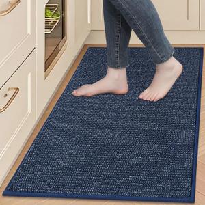 BEQHAUSE Kitchen Rugs 24"x35", Non-Slip Kitchen Mats for Floor, Super Absorbent and Stain Resistant Kitchen Rugs, Machine Washable Rugs for Kitchen, Hallway, Laundry & Sink, Blue