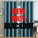 G2000 100% Blackout Curtains for Bedroom & Living Room - 95 Inch Long Teal Grommet Curtains, Room Darkening, Thermal Lined, Insulated, Light Blocking, Noise Reducing - 2 Panel Set