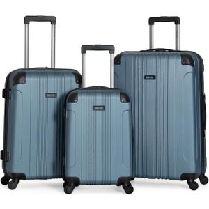 Kenneth Cole REACTION Out of Bounds Lightweight Hardshell 4-Wheel Spinner Luggage, Granite Blue, 3-Piece Set (20", 24", & 28")