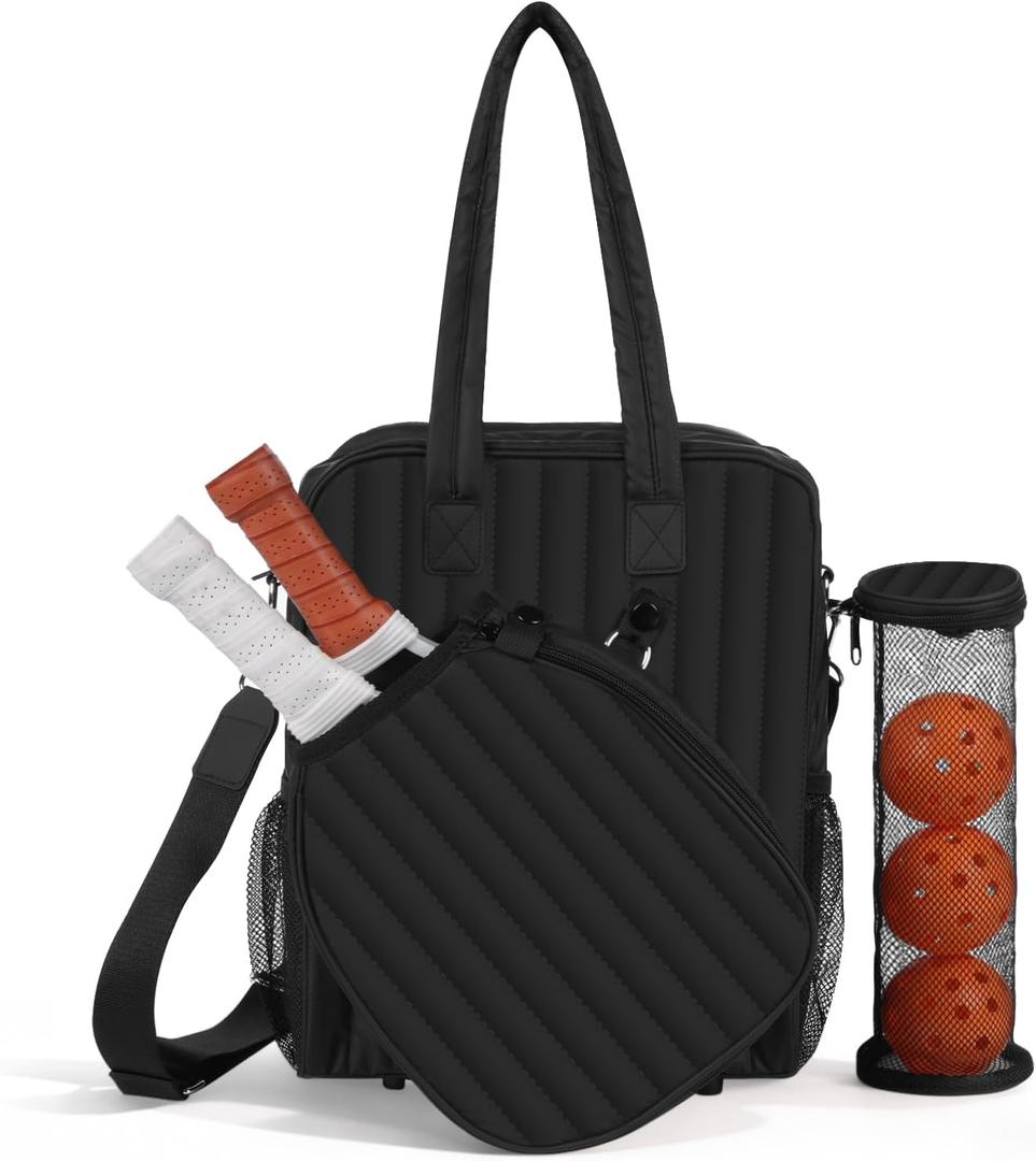 Women's Pickleball Bag with Ball Bag, Waterproof Pickle Ball Bag Tote Shoulder Bag