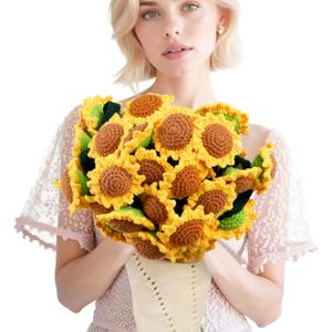 cagulax Birthday Gifts for Women Sunflower, Self Care Birthday Gifts for Best Friend, Mom, Sister, Wife, Grandma, Teacher, Cozy Throw & Decor Sunflower Crochet Flowers Bouquet Blanket 63 Inches