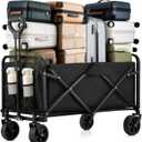 Collapsible Wagon Cart Foldable 37" L 480lbs Capacity, Heavy Duty Beach Wagon, Shopping Carts with Wheels for Grocery, Camping, Shopping, Fishing, Garden Cart