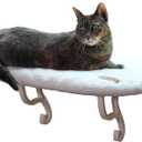 K&H Pet Products Kitty Sill Cat Window Perch for Large Cats, Orthopedic Window Hammock Bed Holds 40LBS, Washable Cover, Kitty Windowsill Bed Seat for Indoors - Cream Fleece, Unheated, 14 X 24in