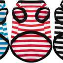 Paiaite 3 Pieces Dog Striped Shirt Light Color Cotton Sleeveless Puppy Pet Shirts Breathable Apparel Tank Top Colorful Puppy Sweatshirt Clothes for Small Medium Dogs 4XL (4XL-(50~77lb) | Chest(~35"))