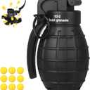Toy-Hand Grenade for CS Battle Game,with 9 Foam Ammo Model Tactical CS-Grenade Fun Impact Gel Toys Halloween Outdoor Sport for Age 14 Years Old and up and Adults,Black