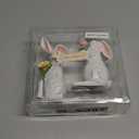 Valery Madelyn Easter Bunny Decorations for Home, Medium White Couple Rabbits Figurine Tabletop Decor, 2Pcs Cute Easter Gifts Resin Statues for Spring Holiday Indoor Party Table Centerpieces, 6"