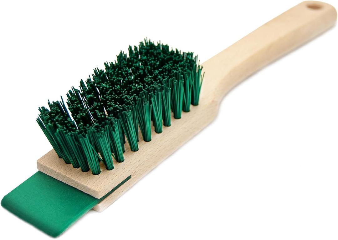 Heavy Duty Scrubbing Brush - Stiff Bristle Scraper, Wooden Handle, Universal Outdoor Cleaning Tool