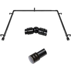 Bay Window Curtain Rods, HOTOZON 7/8 Inch Heavy Duty Curtain Rods for Bay Windows 4884 Inch(Center Rod), 3258 Inch Side Rods for Windows, Black, Decorative Drapery Rod with End Cap Finials