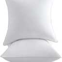 18 x 18 Pillow Inserts (Set of 2) - 18 Inch Square Interior Sofa Throw Pillow with 100% Cotton Cover - Decorative Pillow Insert Pair - White Couch Pillow
