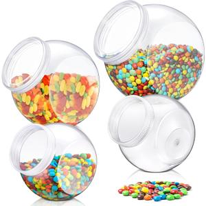 4 Pcs 40/60/80 oz Plastic Candy Jar with Lid for Candy Buffet Large Storage Jar Clear Food Storage Canisters Kitchen Countertop Container for Cookies Snacks Indoor Outdoor