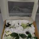 Ling's moment Fake Flowers Box, Faux Artificial Greenery Stems Foam Roses Poppy Silk Leaves Fabic Flower for Centerpieces Bouquet Wedding Vase Floral Decorations, White & Dark Green, Grand Combo