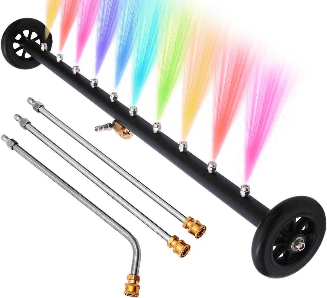 Upgrade 2-in-1 35" Dual-Function Undercarriage Pressure Washer Cleaner, Surface Cleaner for Power Pressure Washer Attachment Underbody Car Wash Water Broom with 3 Pieces Extension Wand, 4000 PSI