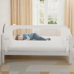 NUTIKAS Baby Bed Rail Guard for Toddlers - 78" Toddler Bed Rails for Twin, Full, Queen, King Bunk Size Bed Swing Down Bedrail Extral Tall Child Safety Side Railing Guards for Kids White