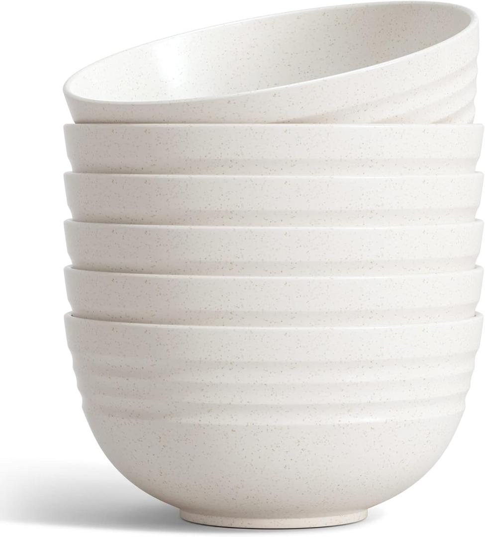 Homestockplus Non Ceramic 68 Oz Salad Bowls,Large Serving Bowls 6 Pcs Unbreakable Ramen Bowl for Salad,Soup,Ramen,Noodle,Oatmeal,Snack Apply to Kitchen, Freezer,Dishwasher & Microwave Safe