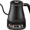 RONGBEST Electric Gooseneck Kettle 1L, 6 Temperature Presets, 1200W Quick Heating Water Pour Over Coffee & Tea Pot with Auto Shutoff & Keepwarm, Stainless Steel Inner & Lid, Matte Black