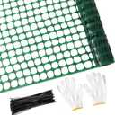 PotatoLife Plastic Mesh Fence Safety Fence, 4'x100' Roll with 100 Zip Ties, Resuable Temporary Netting for Garden Fencing, Construction, Snow Fencing, Animal Barrier, Poultry, Deer, Patio, Green