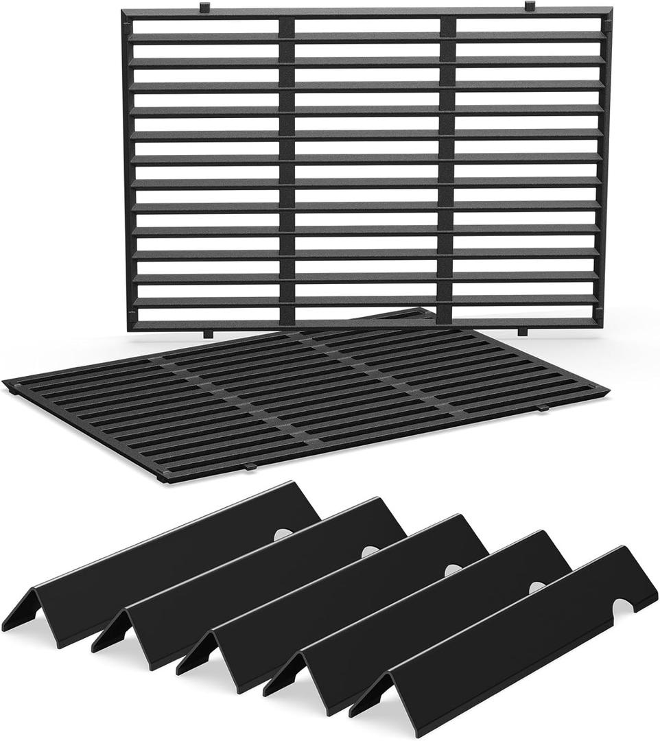 QuliMetal 66095 Grill Grates & 66032 Flavorizer Bars Replacement Parts for Weber Genesis II 300 /LX 300, GS4 Genesis II E-310 E-315 S-335 Series Grills