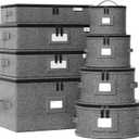 YearningHome China Storage Containers Hard Shell,Moving Boxes for Mugs,Wine Glassess,Plates,Sausers,Utensils and Dinnerware, Sturdy Dish Organizer with Felt Dividers,8-Piece Set,Grey
