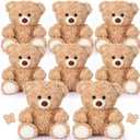 Liliful 8 Pieces 8 Inch Bear Stuffed Animal Bulk Valentines Stuffed Animals Gift Plush Toys Bear Party Favors for Baby Shower Valentines Birthday Party Gifts Supplies(Light Brown)