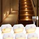 6 Pack Rechargeable Motion Sensor Stair Lights, Indoor Hallway Wall Light, Magnetic Wireless Peel and Stick On Closet Light, Battery Operated LED Night Lights for Step Bedroom Cabinet Toilet Bathroom