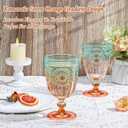 XUWAIDSGN 24Pcs Plastic Vintage Wine Glasses 13.5oz Reusable Embossed Goblet Glasses Green Orange Gradien Retro Wine Glassware Unbreakable Stemmed Champagne Water Cups for Cocktail Juice Wedding, 3.5"x 6.3"