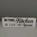 In This Kitchen We Lick The Spoon Sign 6x18 Inch, Farmhouse Kitchen Decor for Wall, Vintage Funny Rustic Kitchen Decor Wall Signs, Rustic Kitchen Signs (A1)