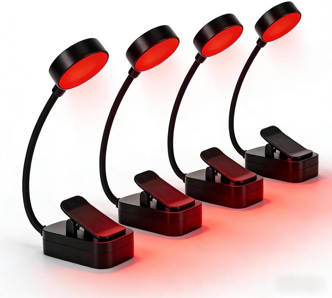 4 Pack Red Book Light,Readling Light3 Modes,Brightness AdjustmentNO Blue Light,Eye Care,Promoting Natural Sleep Aid (Black)