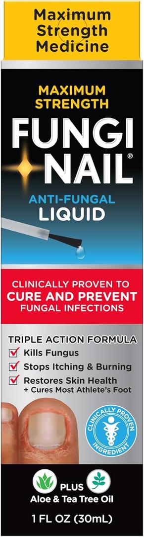 Fungi-Nail Anti-Fungal Liquid Solution, Kills Fungus That Can Lead to Nail & Athlete's Foot with Tolnaftate & Clinically Proven to Cure and Prevent Fungal Infections 1 Fl Oz (Pack of 1), Best Before: 2026/12