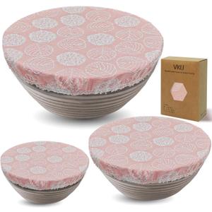 Reusable Sourdough Bowl Covers for Bread Proofing, Thickened Large Elastic Cover for Food Fruit Salad Storage, Sourdough Bread Baking Supplies 100% Cotton Cloth Fabric Washable (Pink)