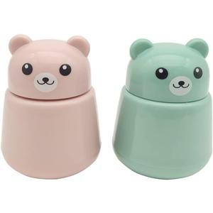 CoaGu 2-Pack Bear Pill Crushers - BPA-Free Dual Grinders, FDA-Compliant Fine Powder, Nursing Home & Travel Essentials (Green&pink)