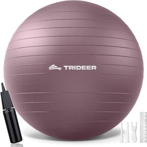 Trideer Yoga Ball Anti-Burst Exercise Ball for Pregnancy, Office, Birthing, Stretching & Core Workout Home Gym & Therapy (L(23-26ines/58-65cm), Rosy Morning Glow 