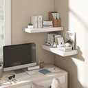 Dreamland White Floating Shelves for Wall,8 Inch Deep Floating Shelves,24" W x 8" D Wall Shelves for Bedroom,Living Room,Kitchen,Bathroom,Set of 2, 24"W x 8"D x 1.5"H, Set of 2