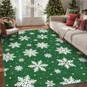 GarveeHome Christmas Washable Area Rugs 4x6 Rug for Living Room Snowflake Entryway Rug Non-Slip Soft Bedroom Rugs Low Pile No-Shedding Indoor Decorative Rug for Kitchen Entrance Bedroom, Green
