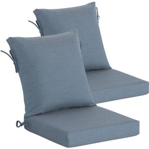 Goodgoods 20 x 42 Sunbrella Outdoor Patio Chair Cushion 2-Pack, Fade-Resistant & Water-Resistant Furniture Chair Cushions with 30D High-Resilience Foam for Dining Chairs, Spectrum Denim