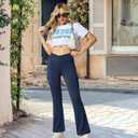 Flare Leggings for Women Yoga Crossover High Waist Pants with Tummy Control Workout Cargo with 5 Pockets Bootcut Leggings