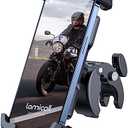 Lamicall Motorcycle Phone Mount, Bike Phone Holder - [Metal Lock] Upgrade Quick Install Handlebar Clip for Bicycle Scooter, Cell Phone Clamp for iPhone 16 15 14 Pro Max, Galaxy, 4.7-6.8" Phones
