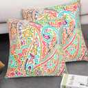 FUNHOME Outdoor Pillow Covers ONLY, No Insert! Square Throw Pillow Covers, Decorative Water-Repellent Modern Cushion Cases for Sofa Patio Couch Decoration 18 x 18 Inch-Melora Paisley (Pack of 4)