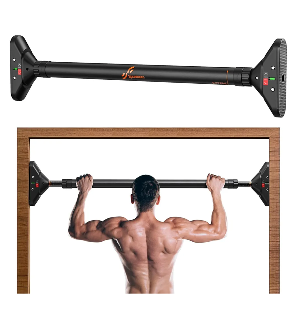 Sportneer Pull Up Bar: Strength Training Chin up Bar without Screws - Adjustable 29.5''-37'' Width Locking Mechanism Pull-up Bar for Doorway - Max Load 440lbs for Home Gym Upper Body Workout, Non-slip