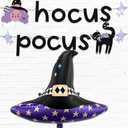 HOUSE OF PARTY Hocus Pocus Halloween Banner & Witch Hat Balloon - Perfect Indoor Halloween Party Decoration with Witch & Black Cat Designs - Ideal for Mantle and Hocus Pocus Party Decorations, Pack of 2