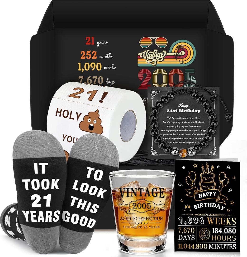 21st Birthday Gifts for Him Funny Gift Ideas for 21 Year Old Male Cool 21 Years Old Birthday Gifts for Him Happy 21st Bday Decorations Accessories for Guys Men Boy Son Unique 21 Year Olds Must Haves