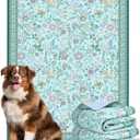 Washable Pee Pads for Dogs 72"x 72", Super Absorbent Boho Reusable Puppy Pads with Colorful Flowers Patterns for Potty Training, Floor, Couch, Bed, and Crate