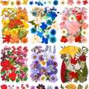 MIKIYA 150Pcs Dried Pressed Flowers for Resin, Assorted Real Natural Bulk Dry Floral Leaves for DIY Art Crafts, Epoxy Molds, Jewelry, Soap, Candle Making, Nails Decors