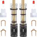 Enhon 2 Pack Dual Seal Cartridge Replacement Compatible with Moen 1225 1225B, One Handle Kitchen and Bathroom Faucet Cartridge Fits Single Handle Faucet/Showers, Brass
