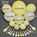 Yellow Balloon Arch Kit Double Stuffed, Pastel Light Yellow Pearl White Sand Balloon Garland for Bee Baby Shower Bridal Wedding Birthday Lemon Valentine Party, 5 Inches, 12 Inches, 18 Inches