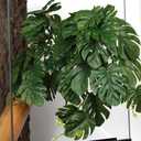 2Pack Reptile Fake Plants for Terrarium, Snake Tank Accessories, Habitat Decor Artificial Hanging Plants with Suction Cup - Fake Monstera