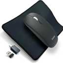Wireless Mouse and Pad Combo, Dual Mode Bluetooth 5.2 & USB Receiver 2.4G, Rechargeable, Quiet Clicks, Compact, 1600 DPI, Precision Steel Scroll Wheel & a USB Cable-Converter, PC Laptop Tablet