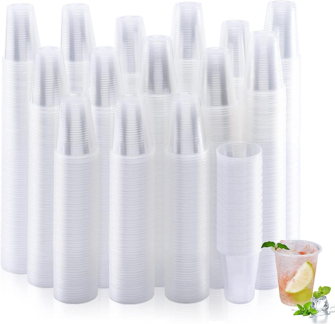 Turbo Bee 1000 Pack 7 oz Disposable Plastic Cups, Drinking Cups, Clear Plastic Cups Tumblers for Birthday Parties, Picnics, Ceremonies, and Weddings, 1000 Count